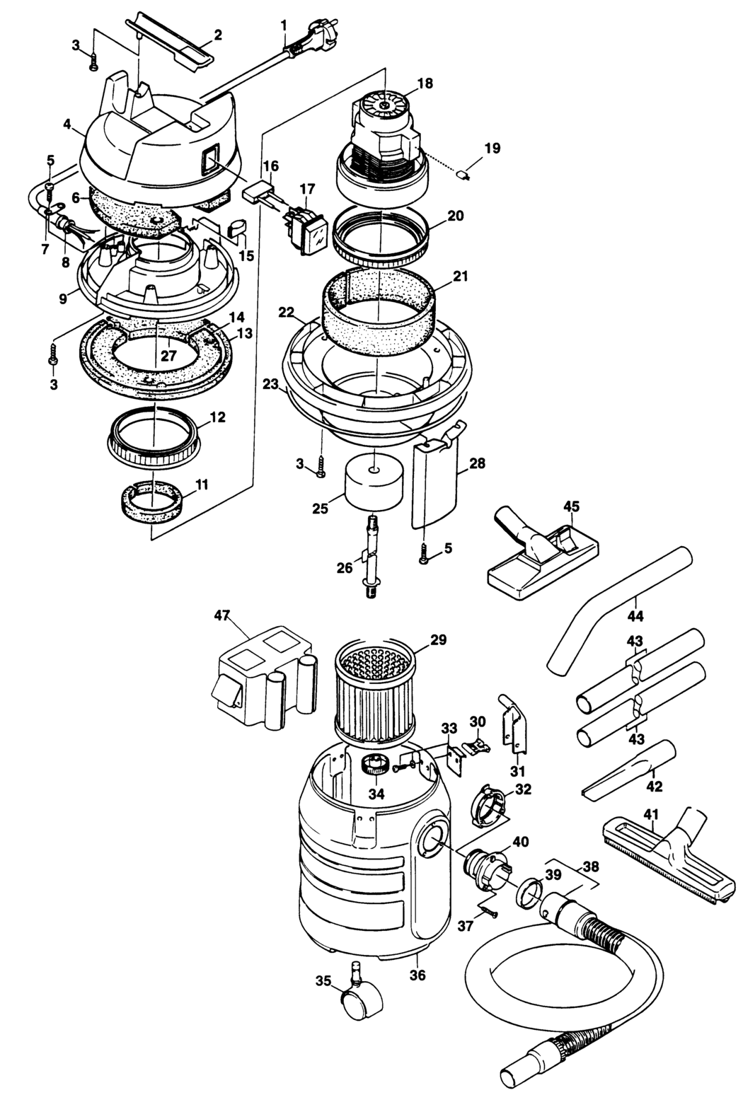 Elu SAS30E Type 1 Vacuum Extractor Spare Parts