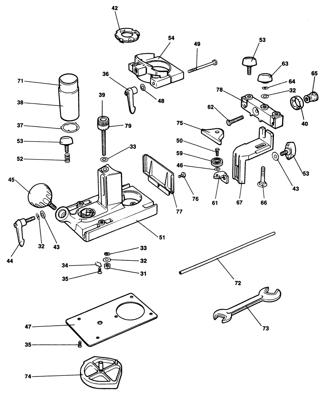 Elu EZKF661 Type 1 Trimmer Base Spare Parts