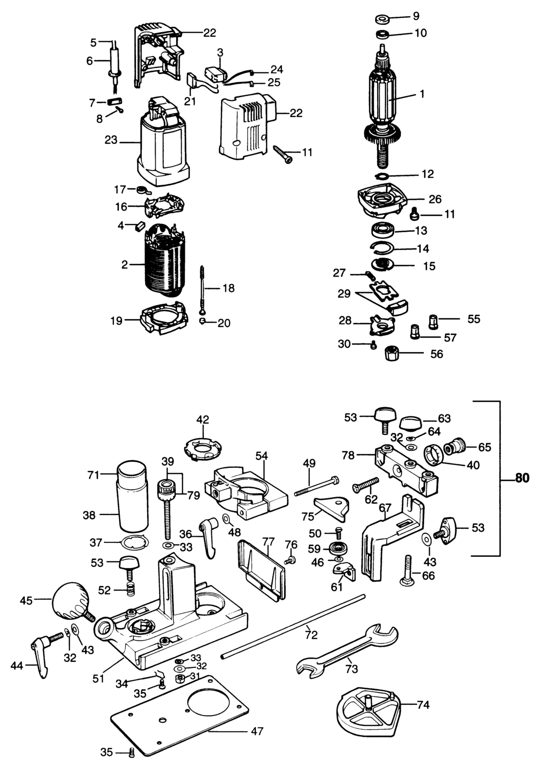 Elu MKF267 Type 2 Laminate Trimmer Spare Parts