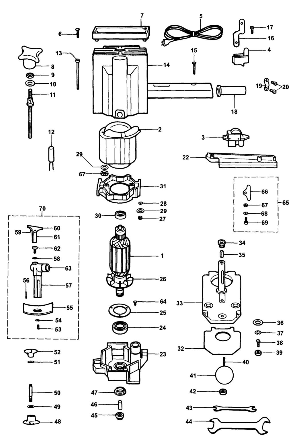 Elu MKF67 Type 2 Laminate Trimmer Spare Parts