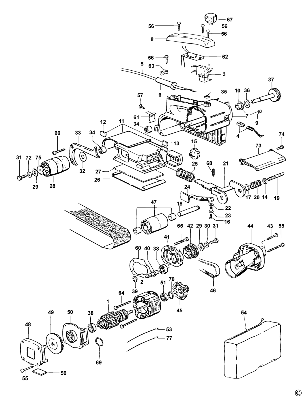 Elu MHB157 Type 1 Belt Sander Spare Parts