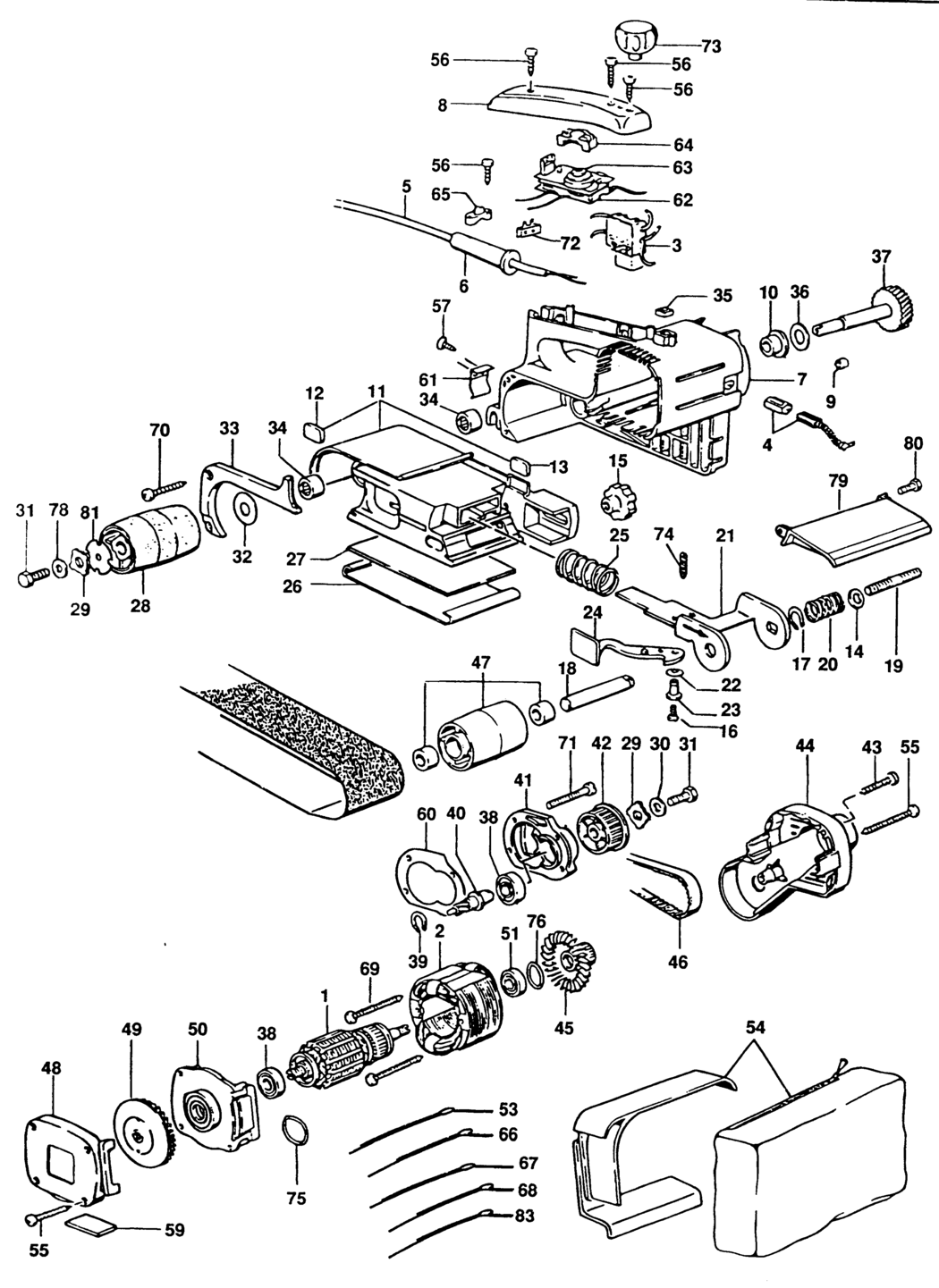 Elu MHB157E Type 1 Belt Sander Spare Parts