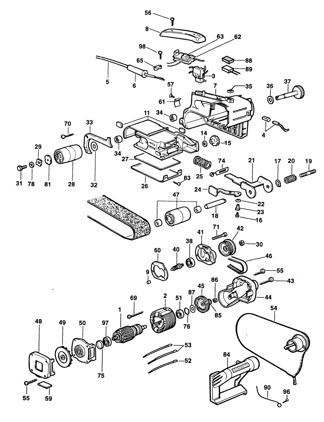 Elu MHB157E Type 5 Belt Sander Spare Parts