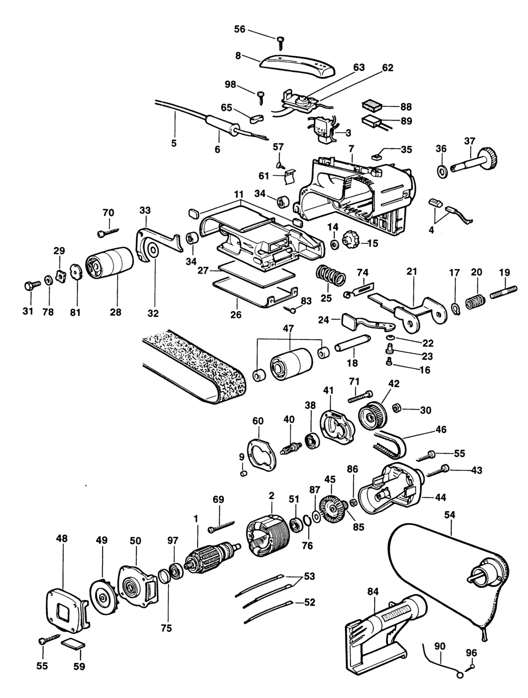 Elu MHB158E Type 1 Belt Sander Spare Parts