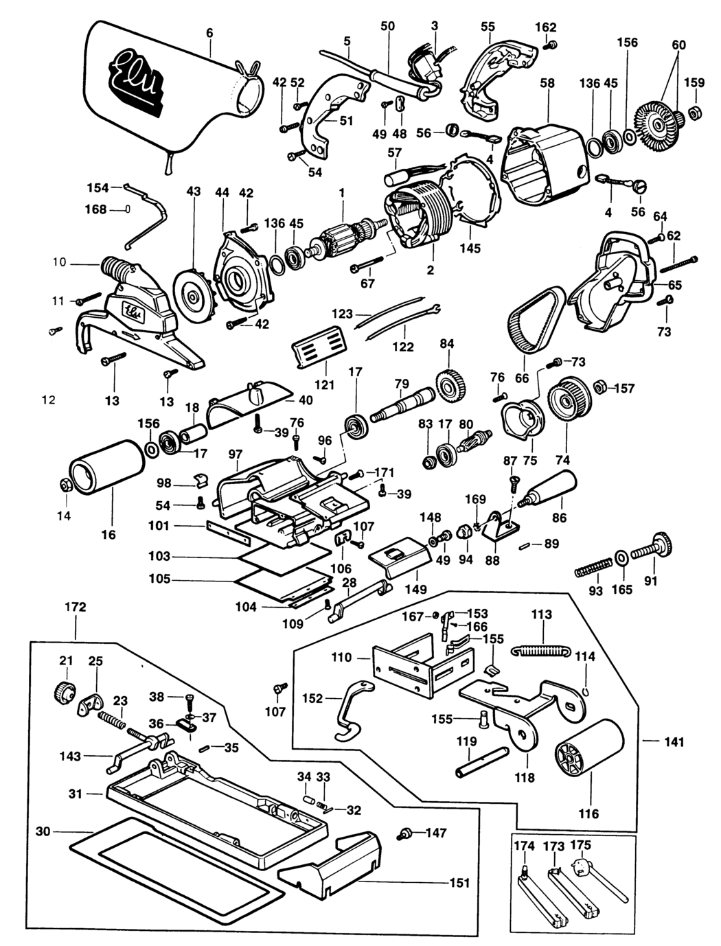 Elu MHB90 Type 4 Belt Sander Spare Parts