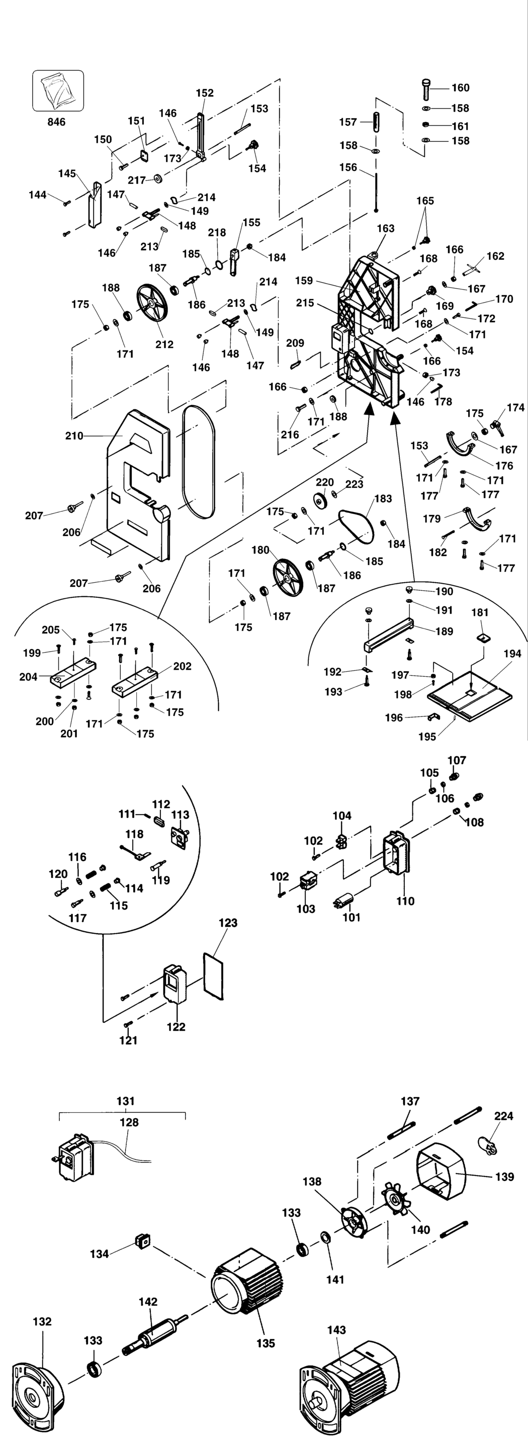 Elu EBS3401---B Type 1 Bandsaw Spare Parts