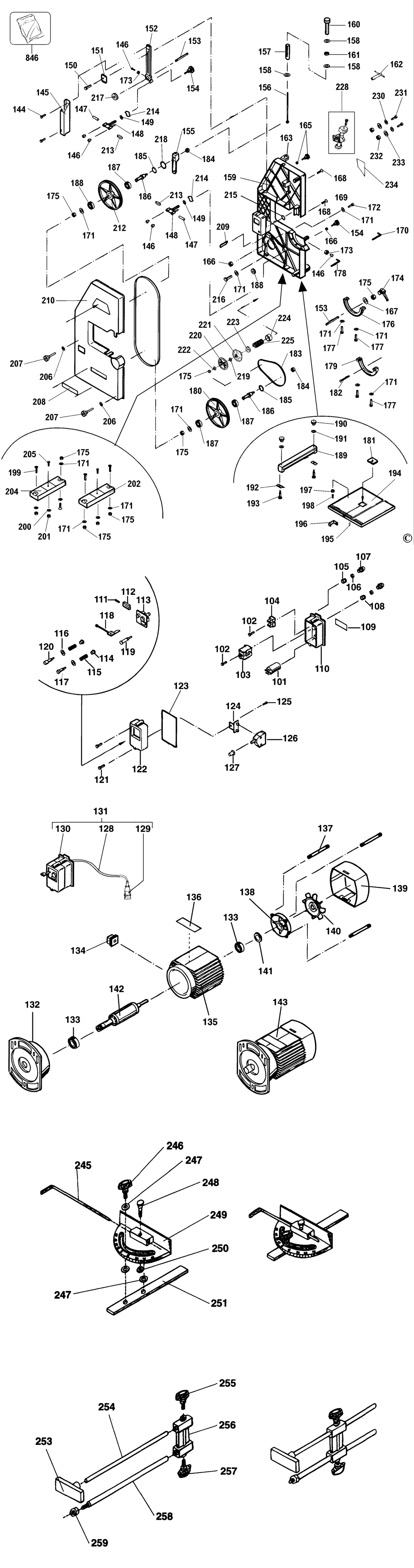 Elu EBS3501---A Type 1 Bandsaw Spare Parts