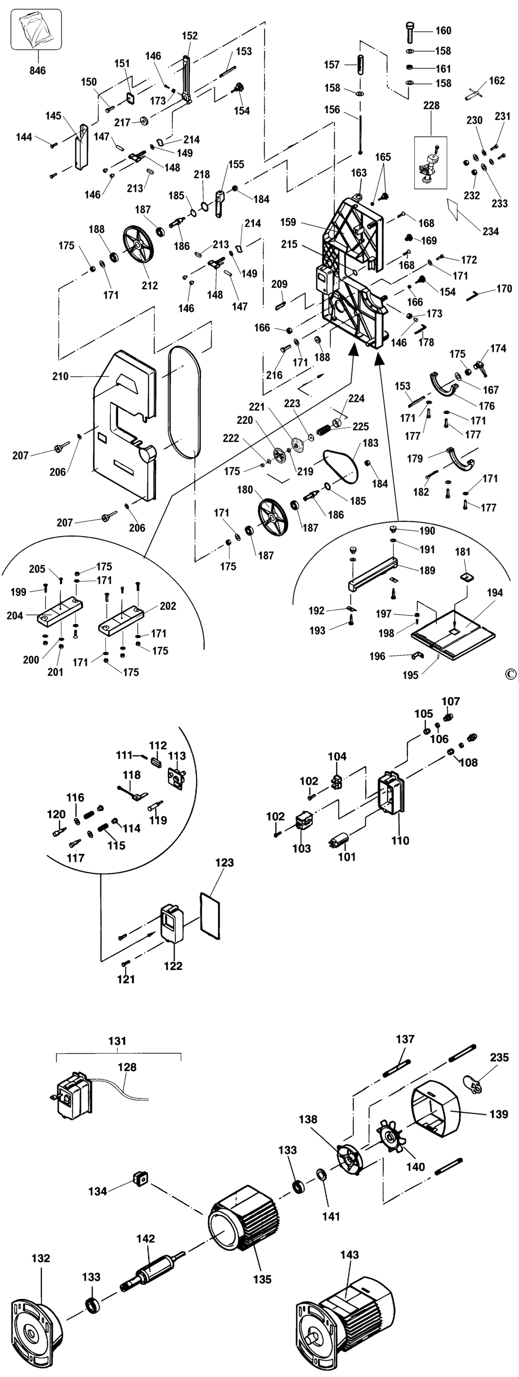 Elu EBS3503---B Type 1 Bandsaw Spare Parts