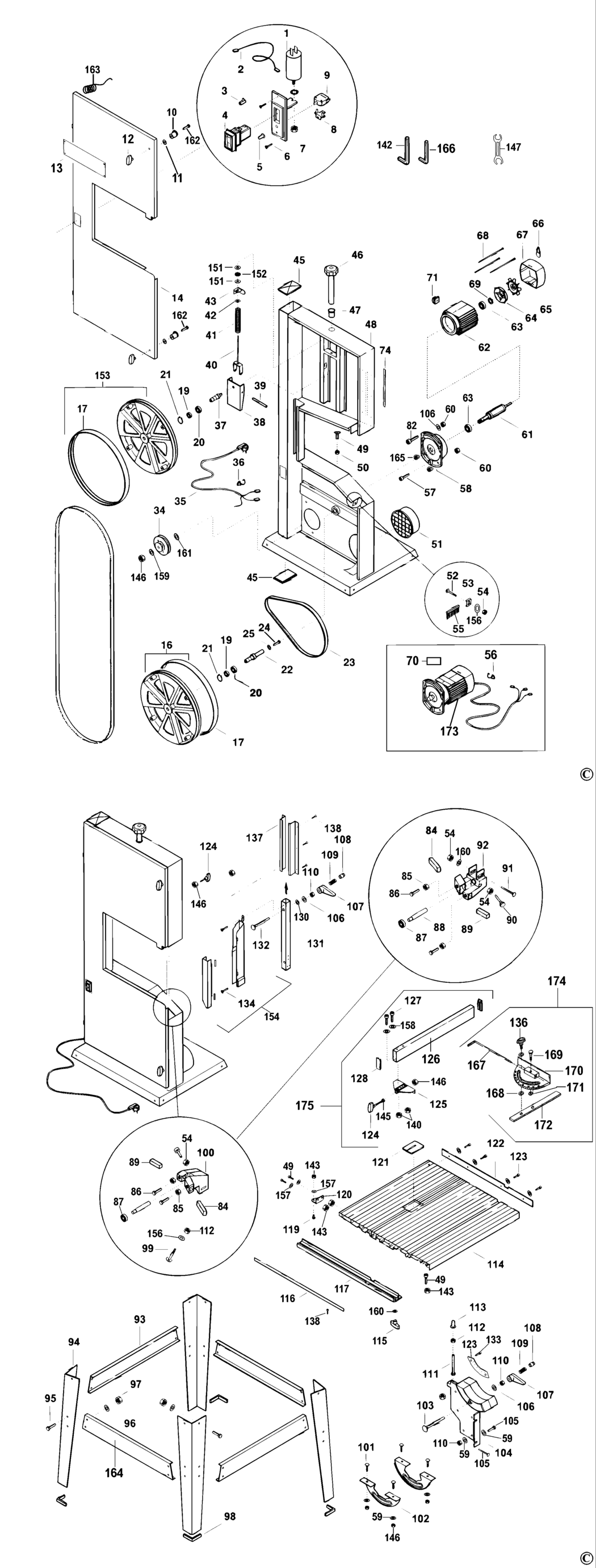 Elu EBS3601 Type 1 Bandsaw Spare Parts