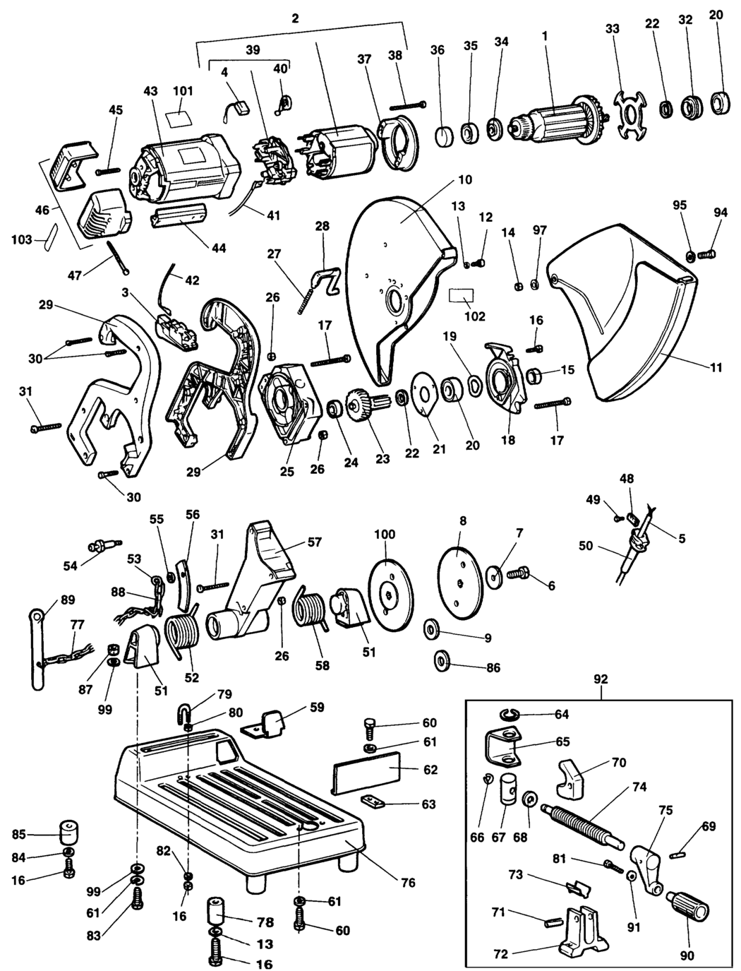 Elu MTS20 Type 1 Chop Saw Spare Parts