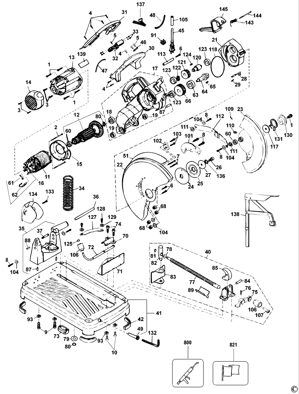 Elu MTS24 Type 1 Chop Saw - Metal Cutting Spare Parts