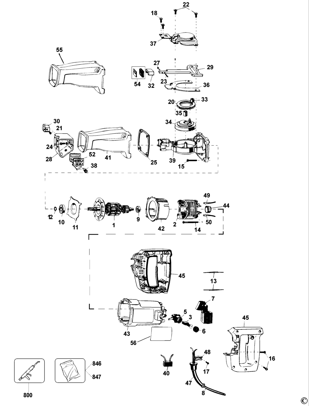 Elu MSS810E Type 1 Cut Saw Spare Parts