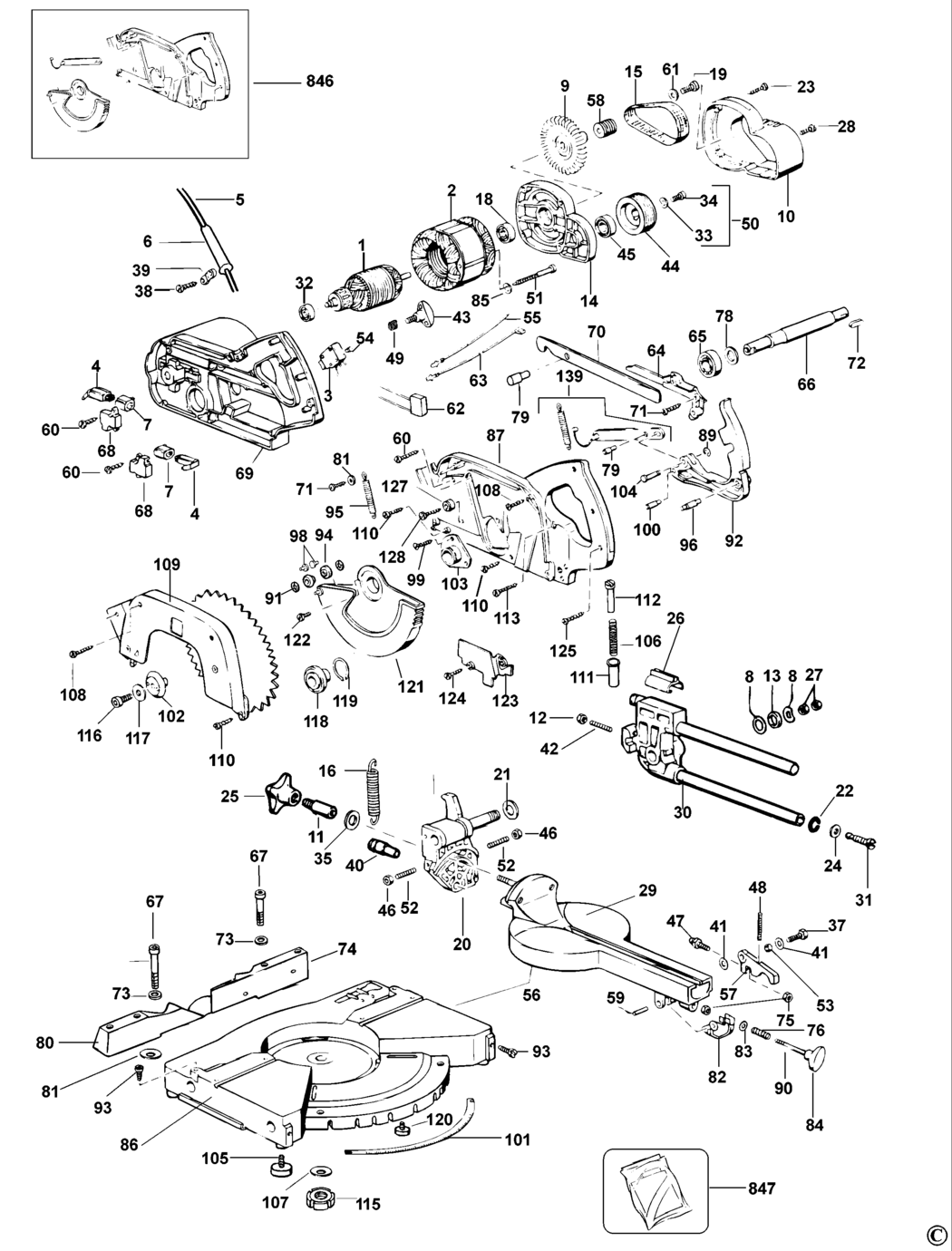 Elu PS174 Type 1 Crosscut Mitre Saw Spare Parts