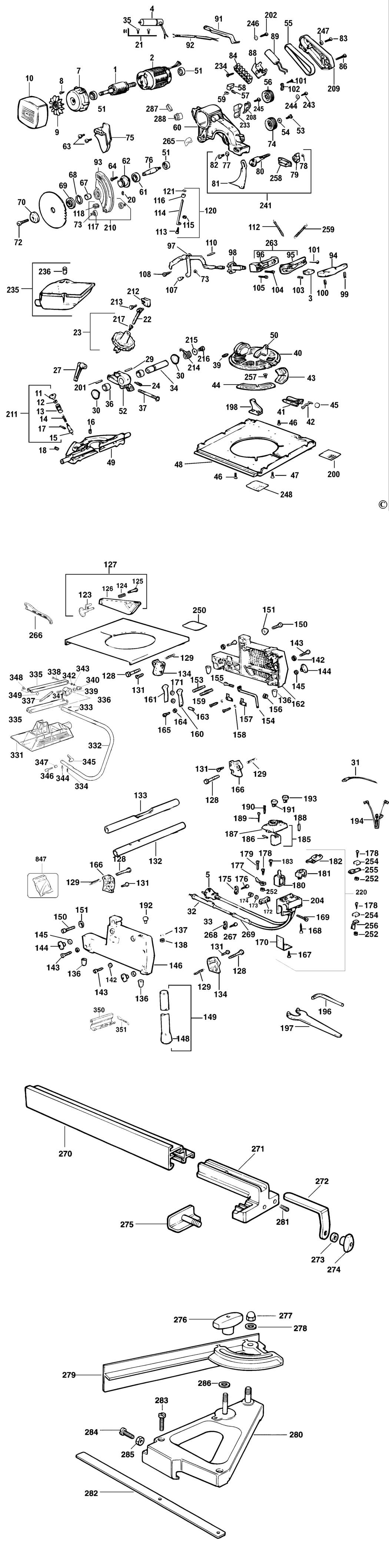 Elu TGS173 Type 5 Combination Saw Spare Parts