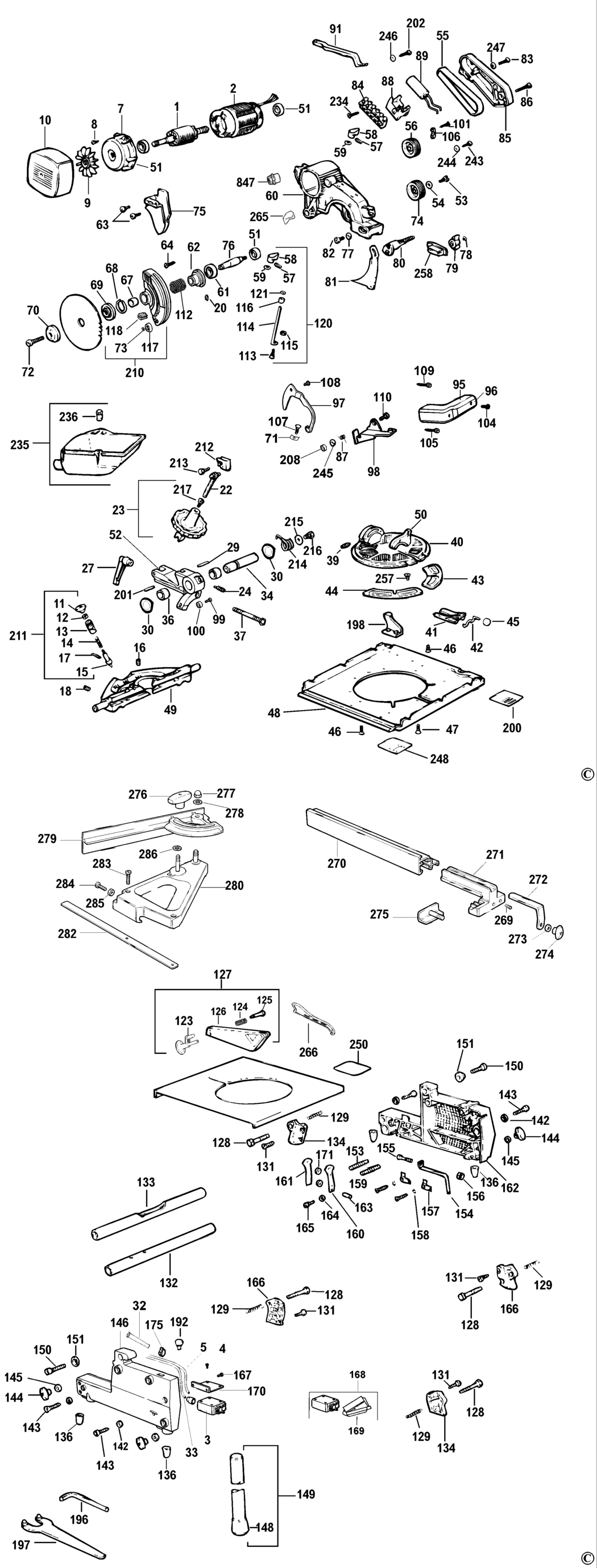 Elu TGS273 Type 3 Combination Saw Spare Parts