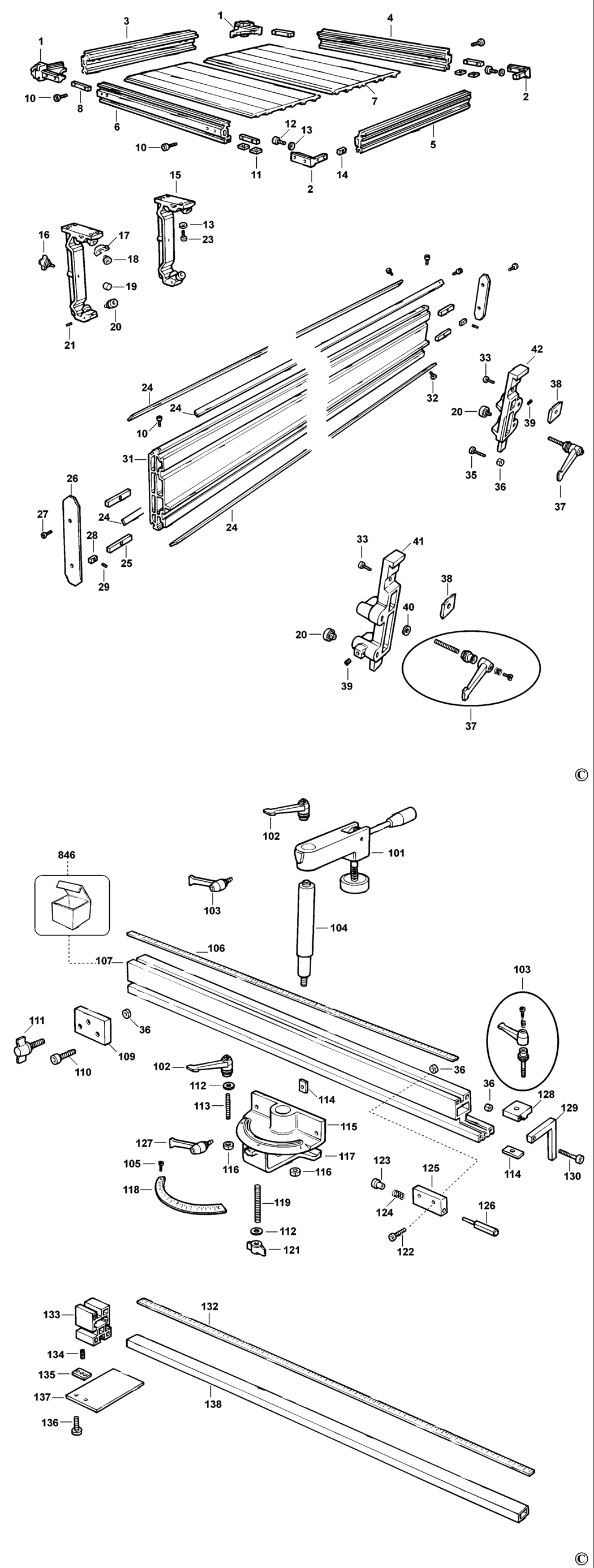 Elu EZ41202 Type 1 Sliding Table Spare Parts