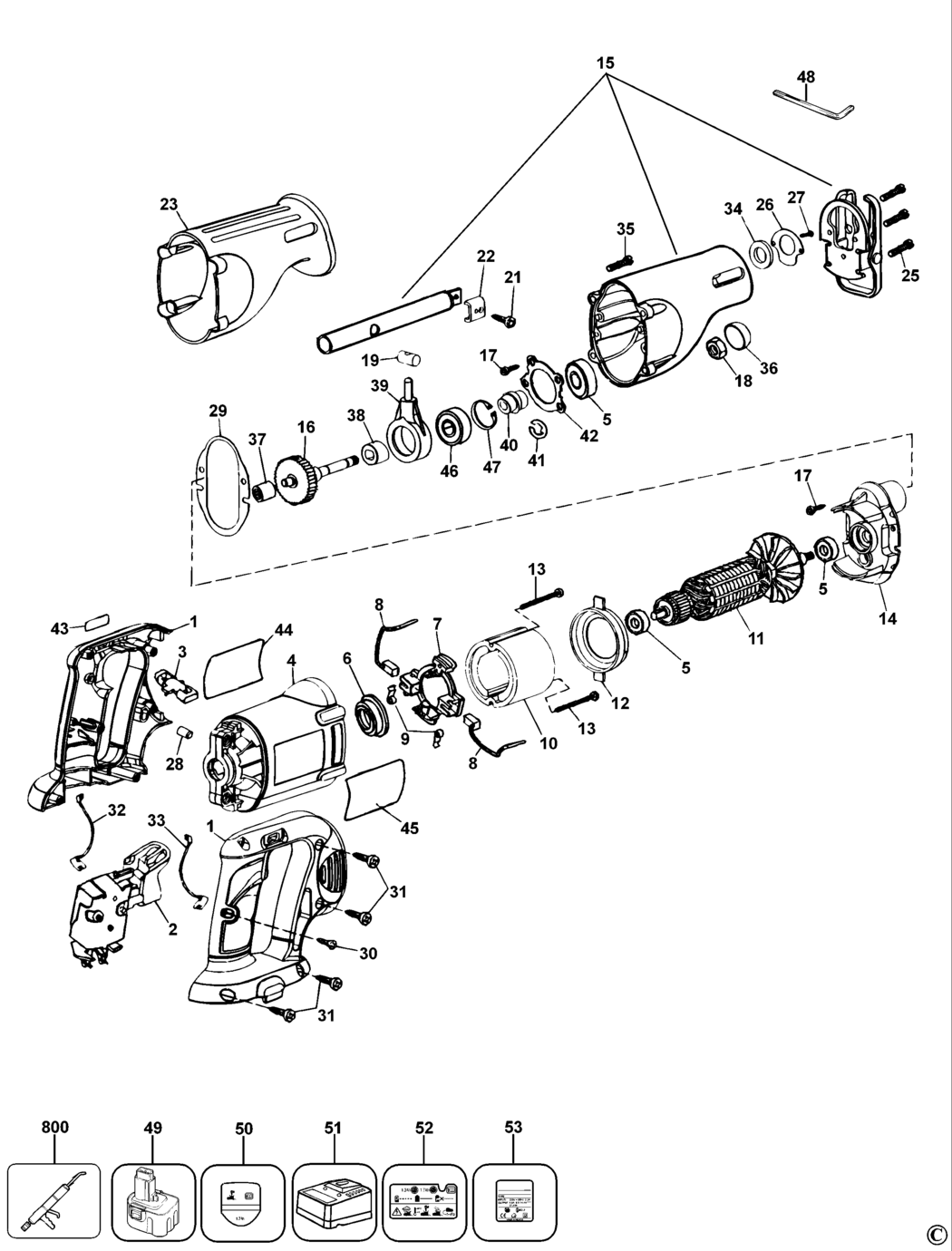 Elu RSA18 Type 1 Cut Saw Spare Parts
