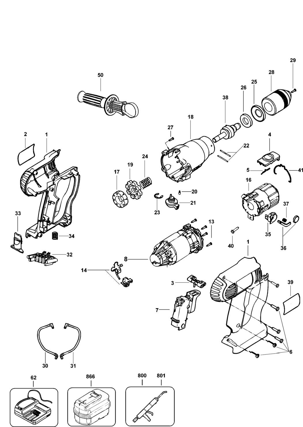Elu SBA91 Type 1 Hammer Drill Spare Parts
