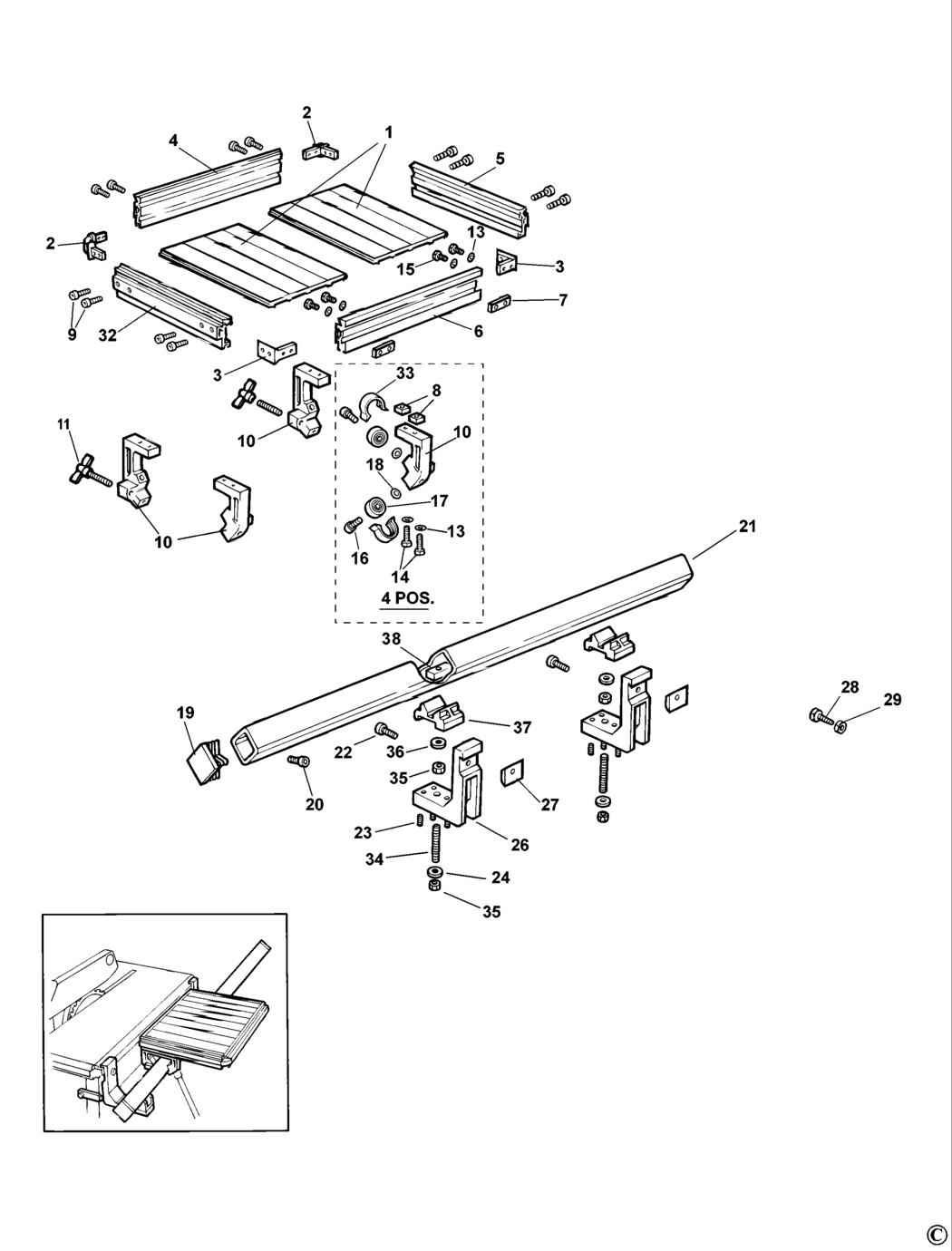 Elu E41010 Type 1 Sliding Table Spare Parts