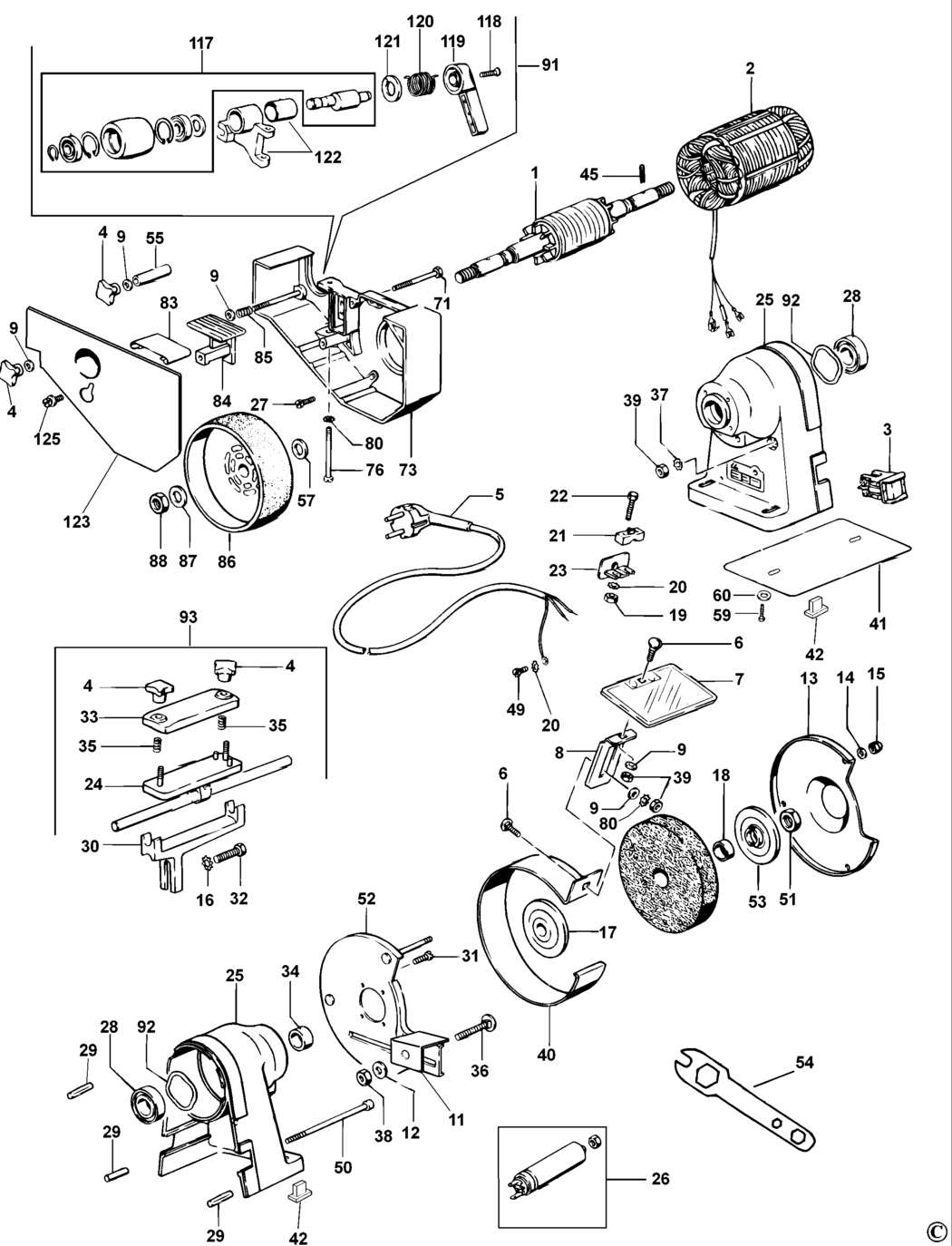 Elu MWA159 Type 2 Bench Grinder Spare Parts