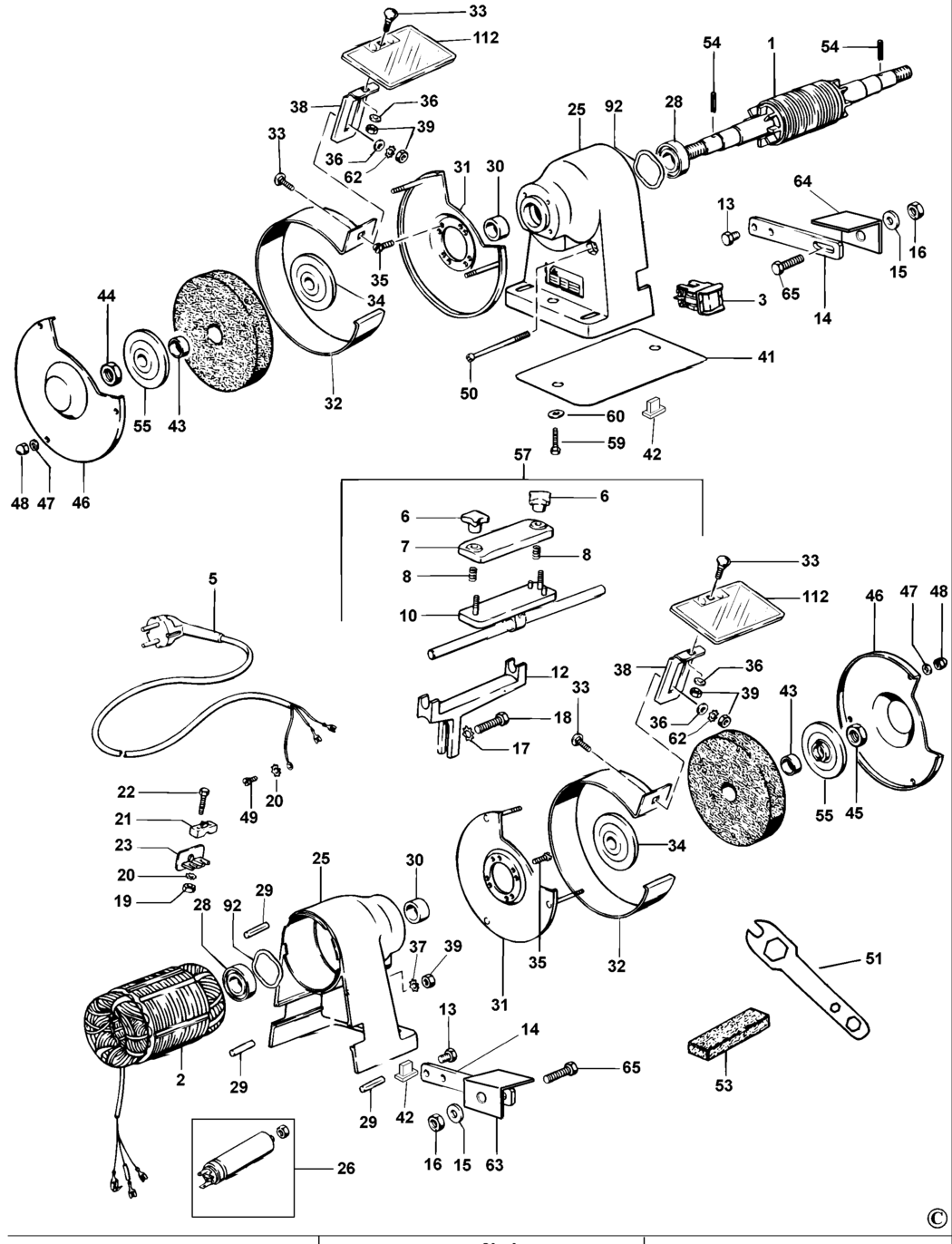 Elu MWA67 Type 2 Bench Grinder Spare Parts