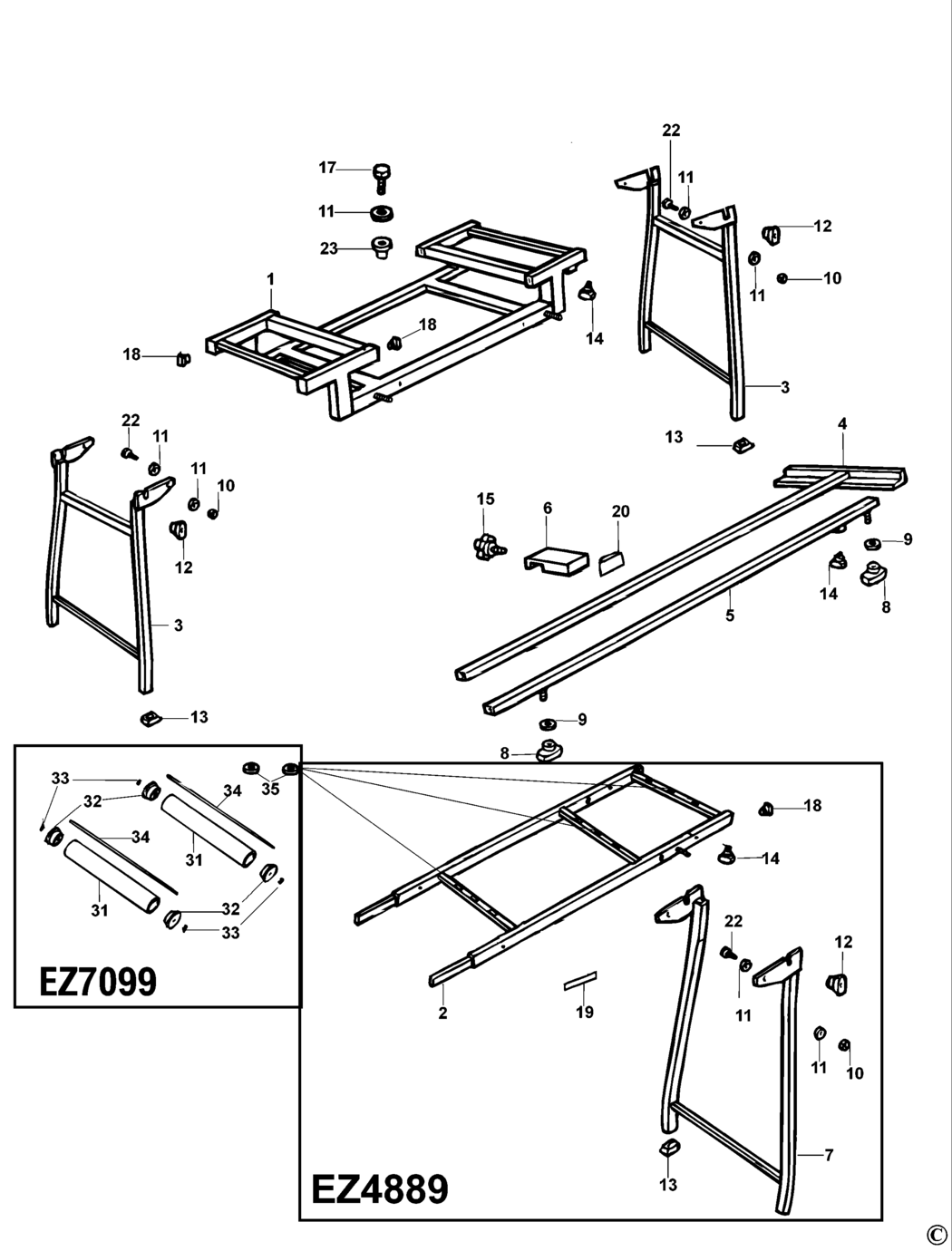 Elu EZ7075 Type 4 Extension Table Spare Parts