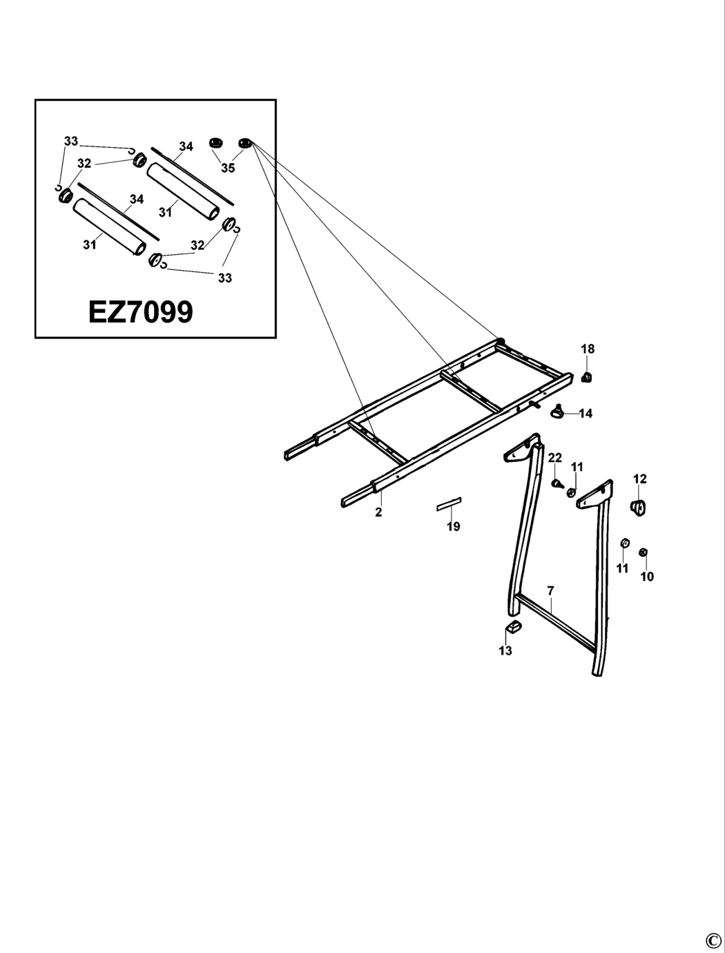 Elu EZ7099 Type 1 Roller Table Spare Parts