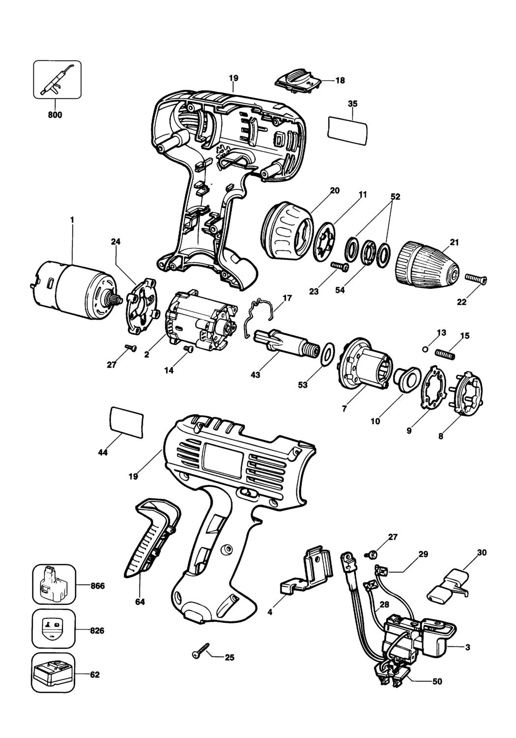 Dewalt DW922K Type 1-2 Cordless Drill Spare Parts