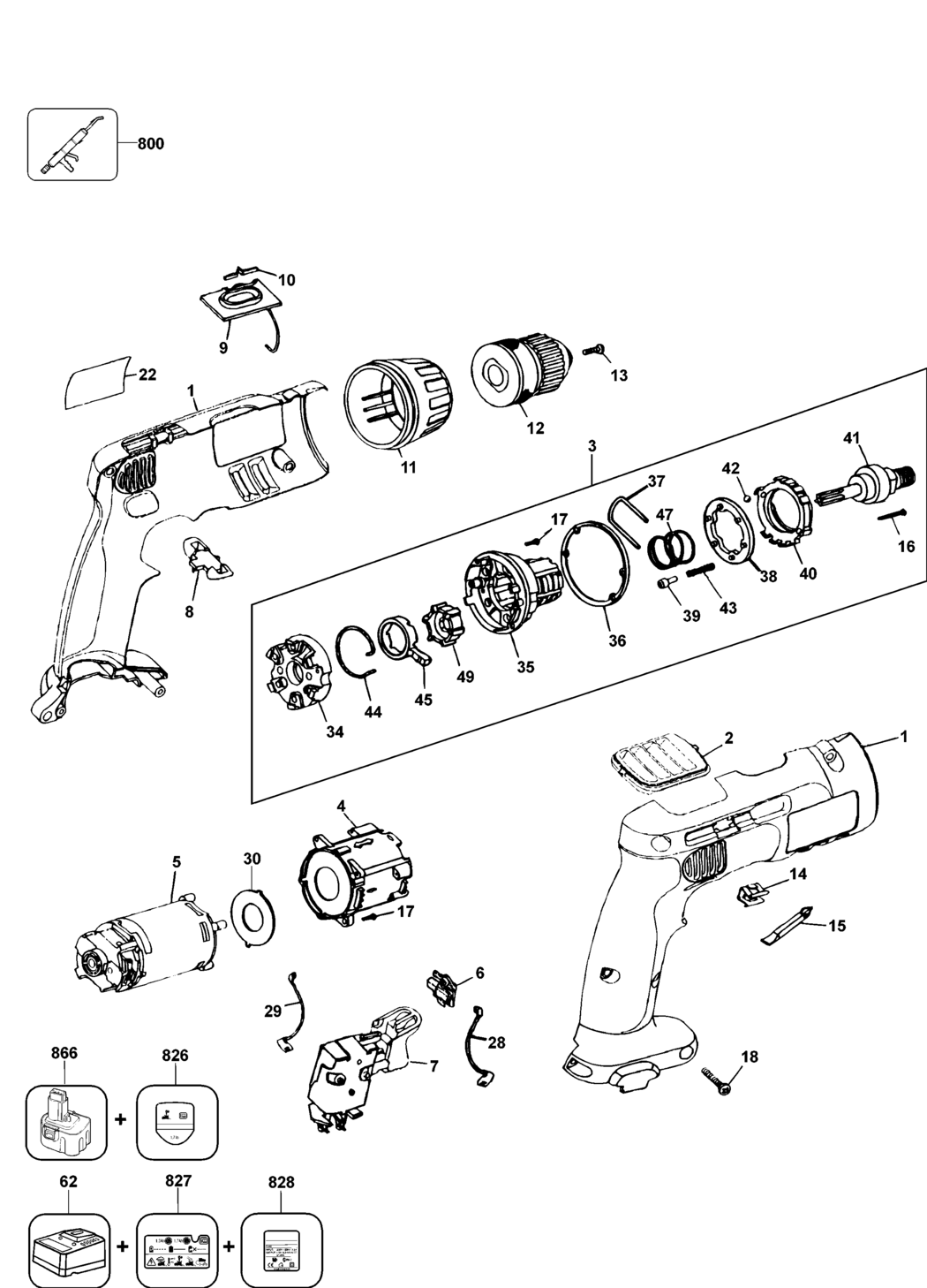 Dewalt DW976 Type 4 Cordless Drill Spare Parts