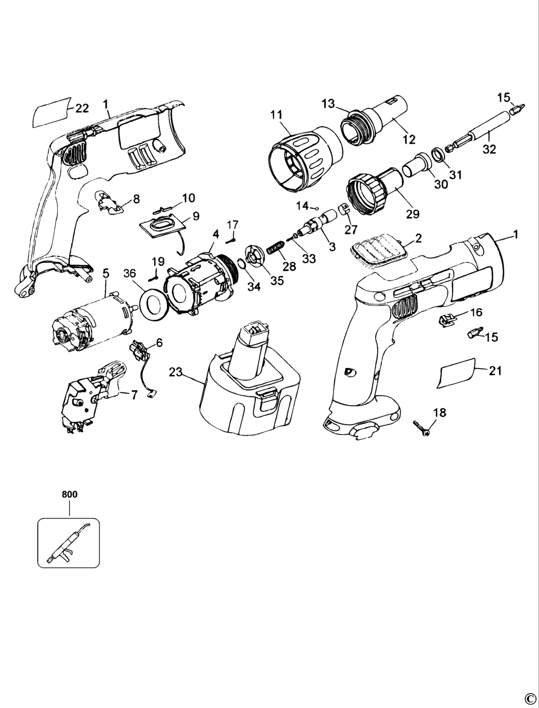 Dewalt DW979 Type 1 Cordless Drill Spare Parts