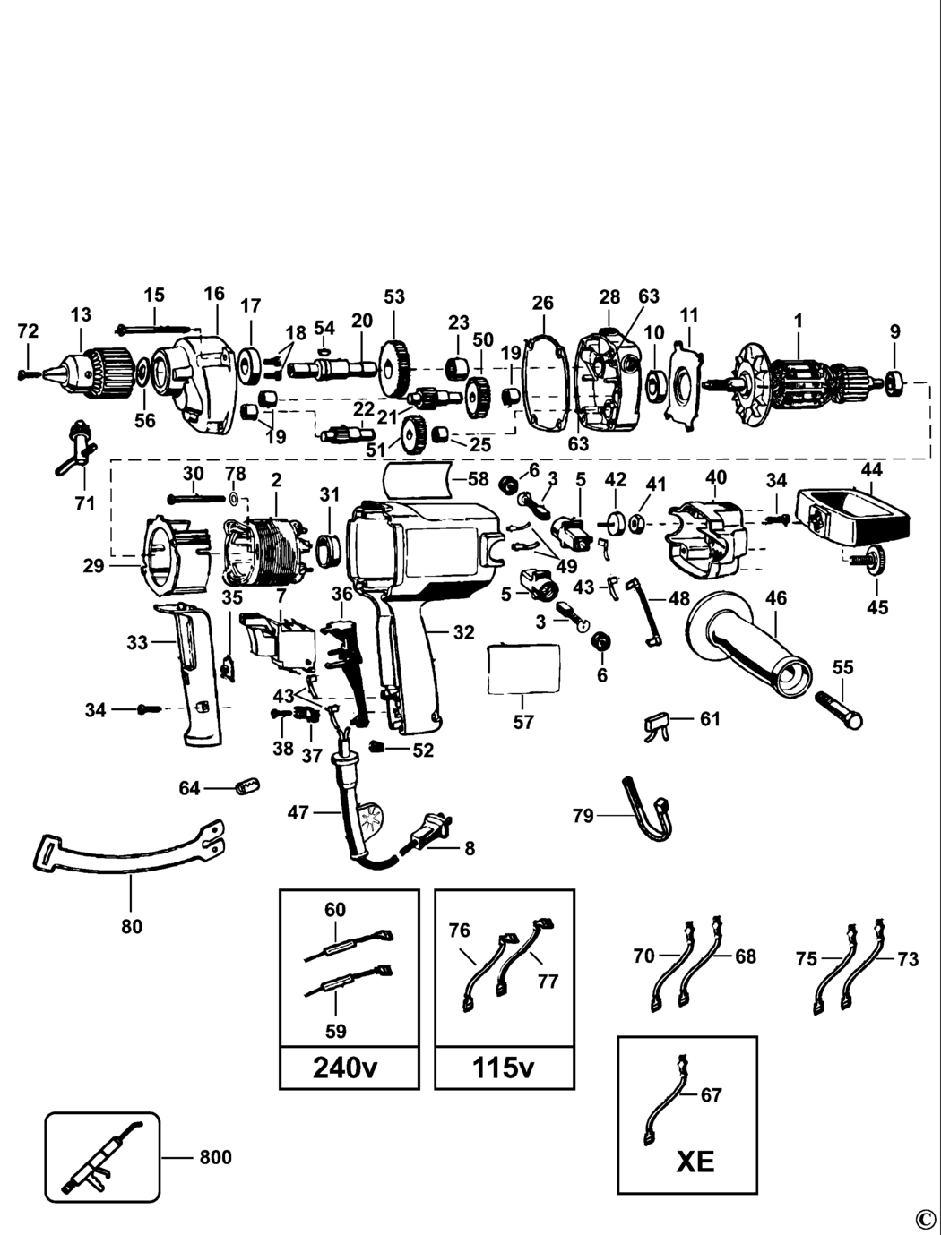 Dewalt DW130 Type 2 Mixer Spare Parts