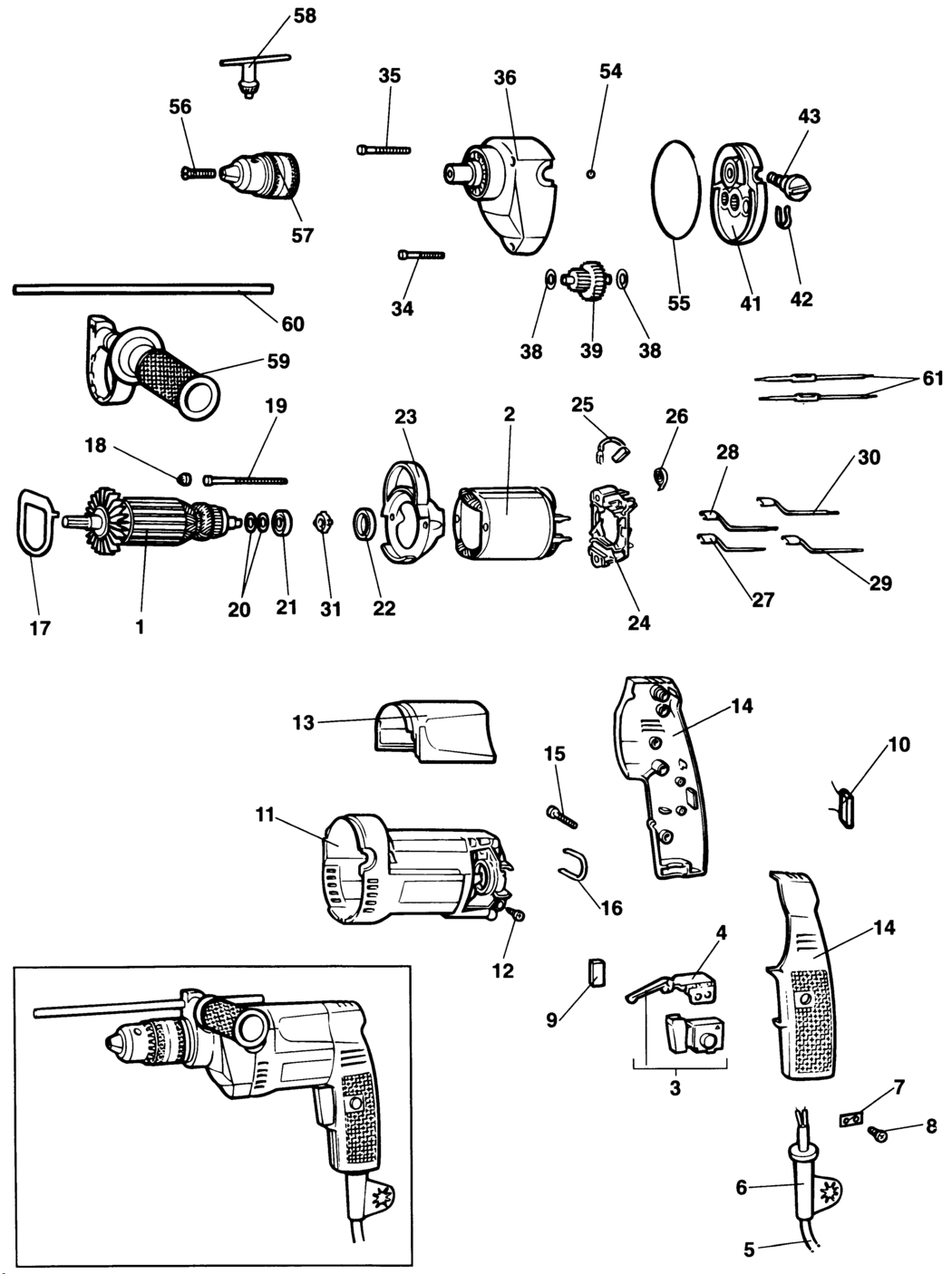 Dewalt DW150 Type 1 Drill Spare Parts