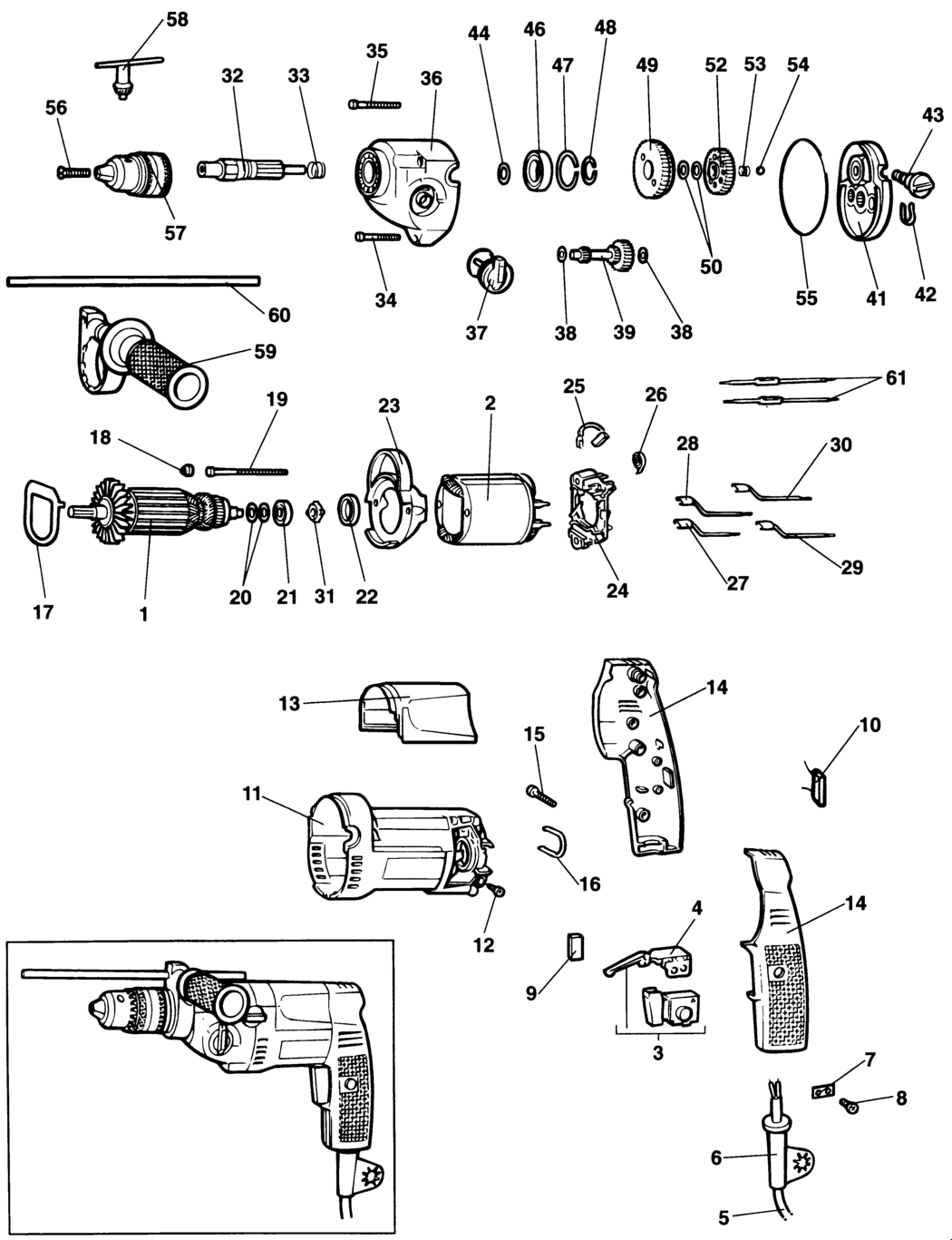 Dewalt DW155 Type 1 Drill Spare Parts