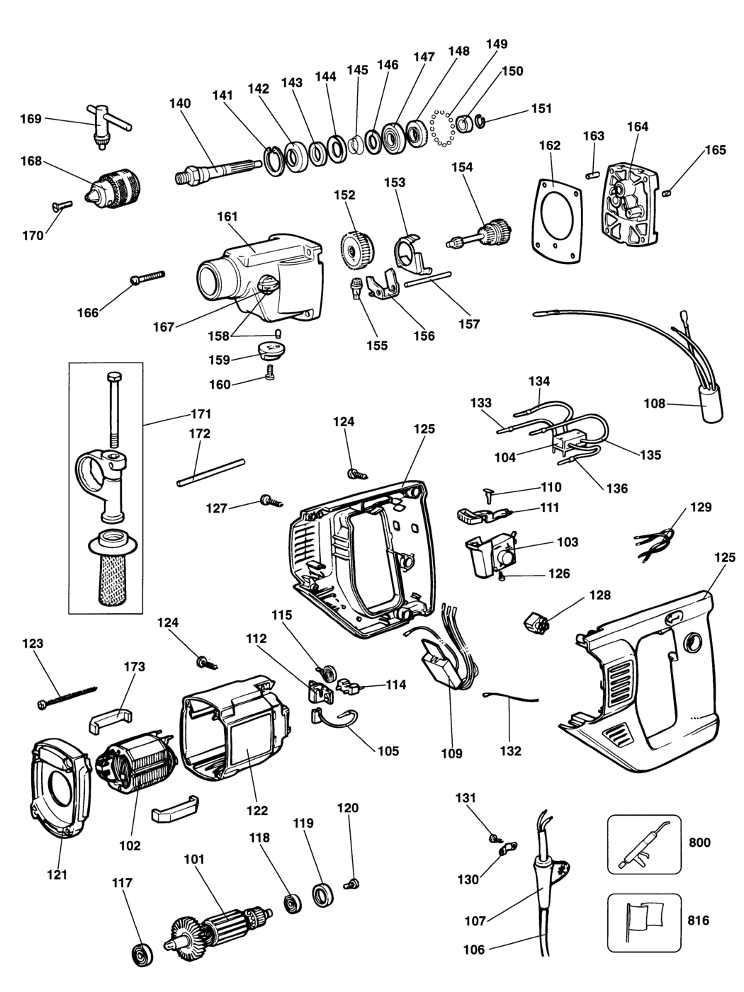 Dewalt DW165 Type 1 Drill Spare Parts