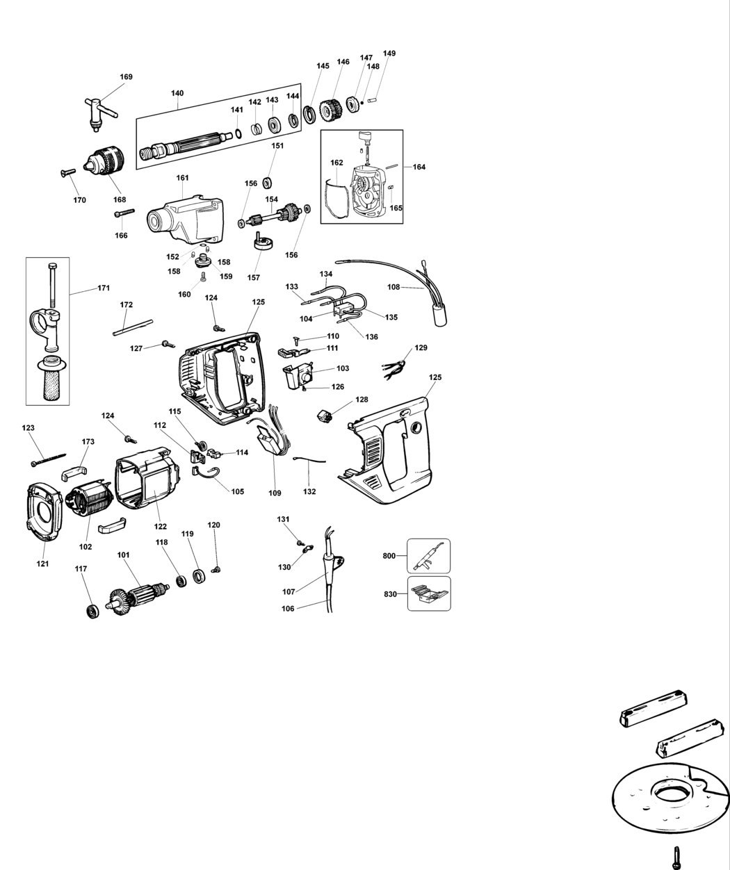 Dewalt DW165L Type 2 Drill Spare Parts