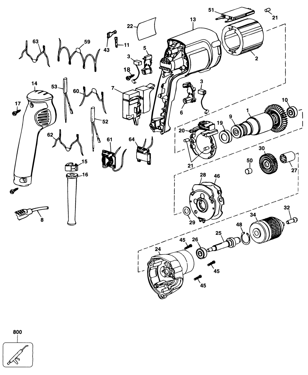 Dewalt DW217 Type 1 Drill Spare Parts