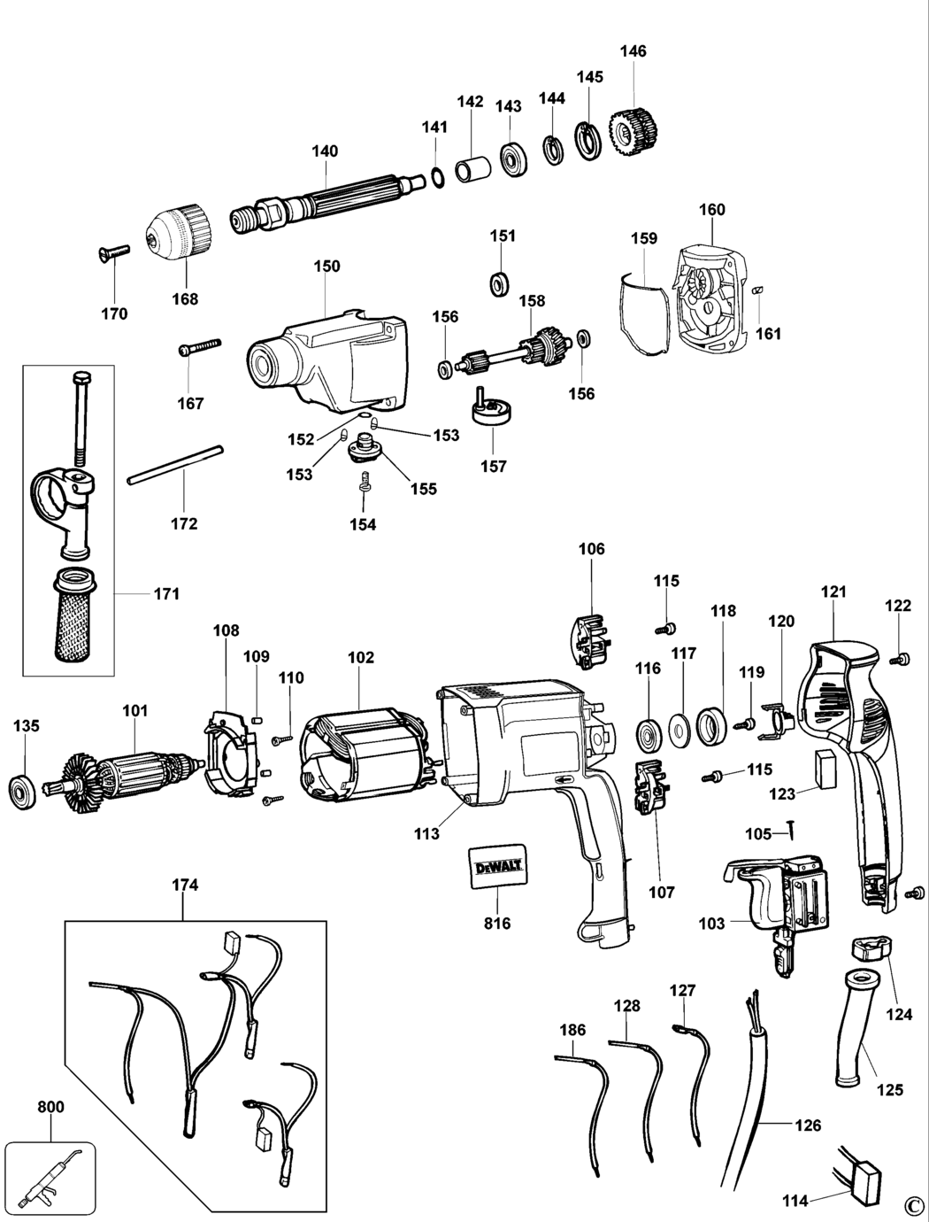 Dewalt DW233K Type 2 Drill Spare Parts