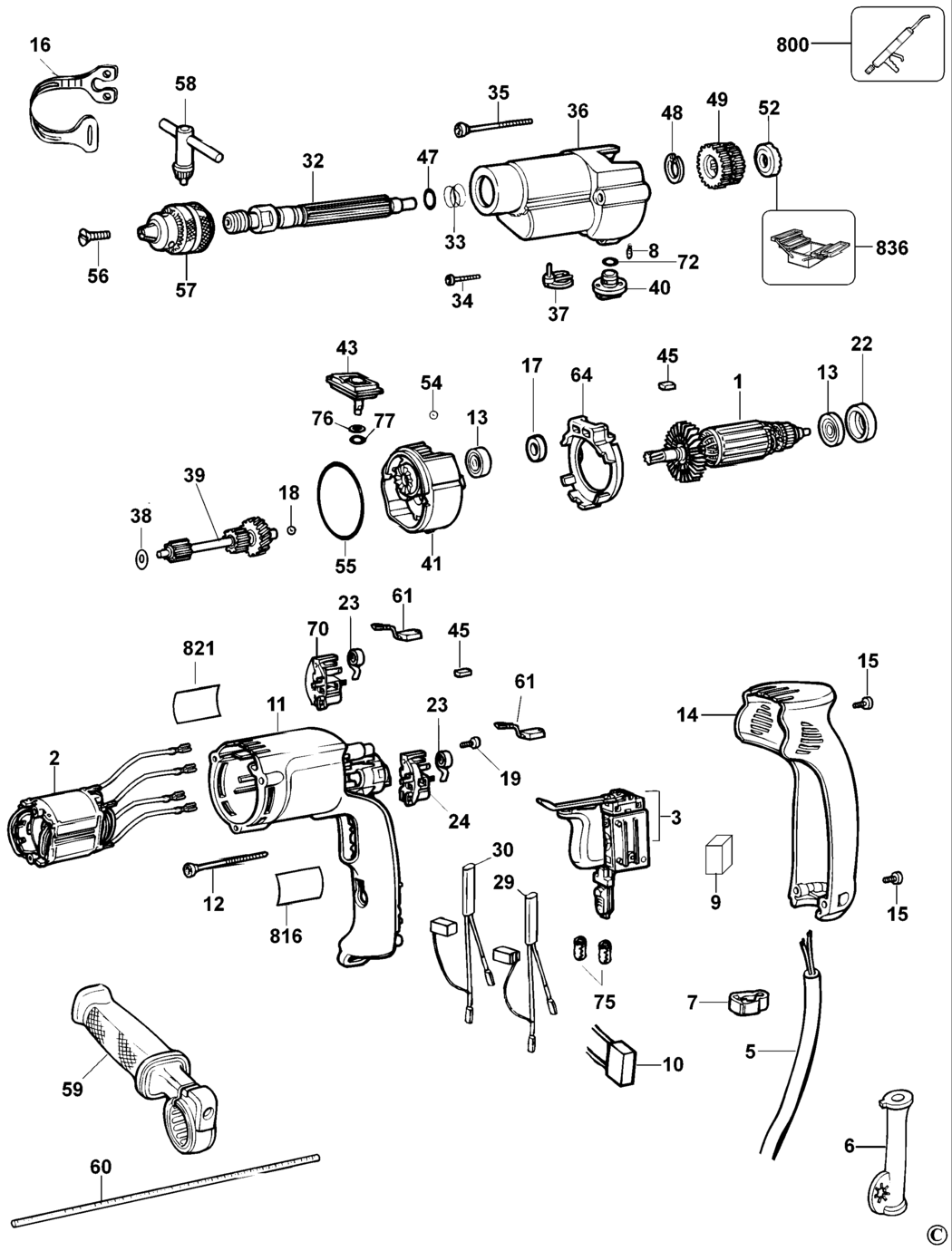 Dewalt DW501 Type 2 Drill Spare Parts