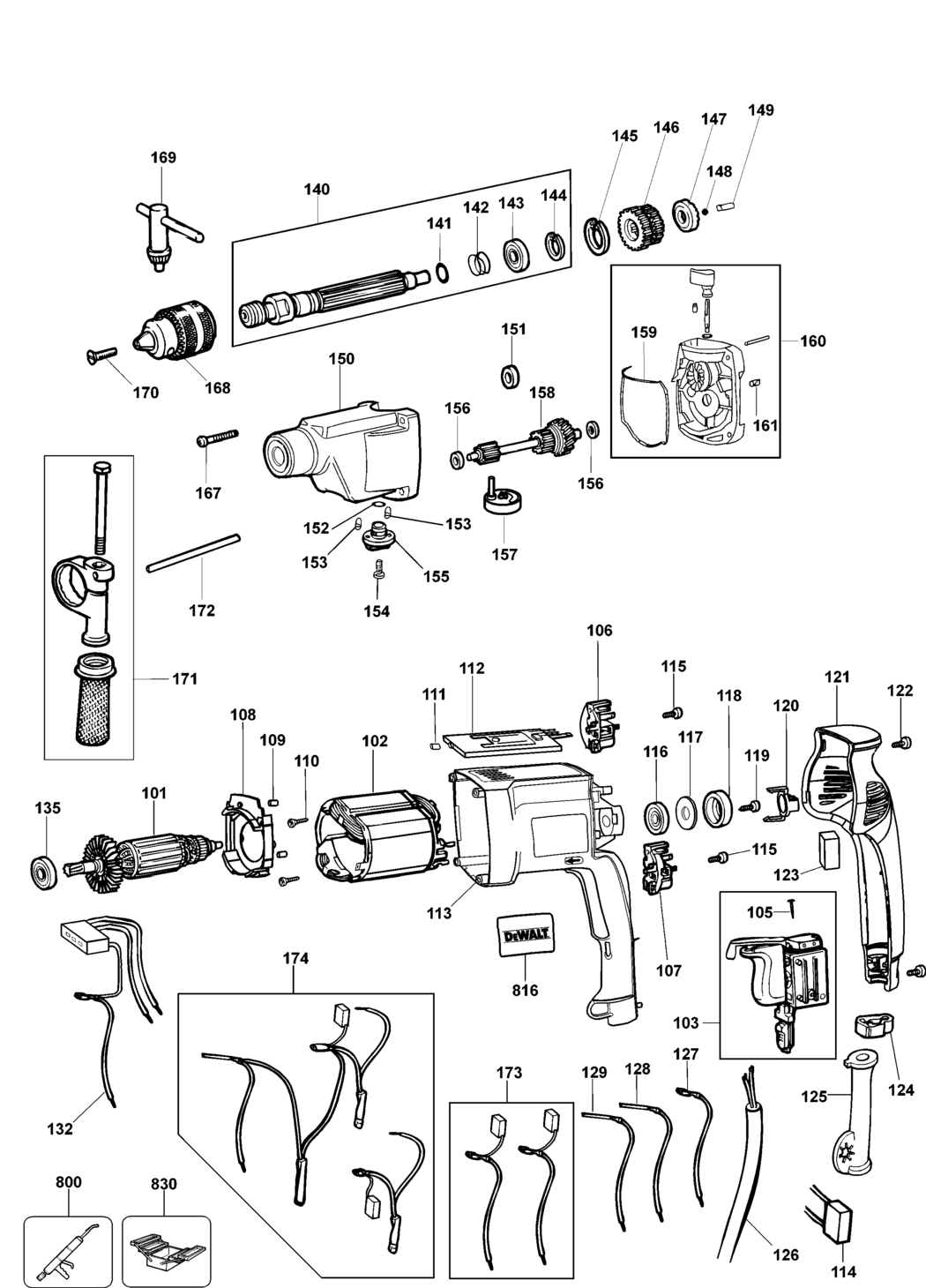 Dewalt DW513 Type 1 Drill Spare Parts