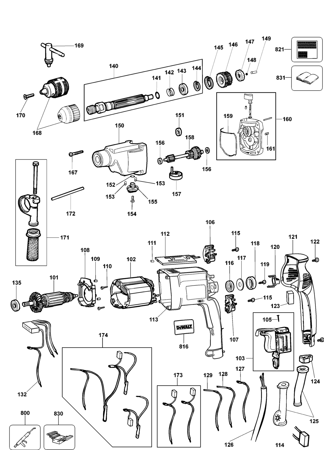 Dewalt DW515L Type 1 Drill Spare Parts