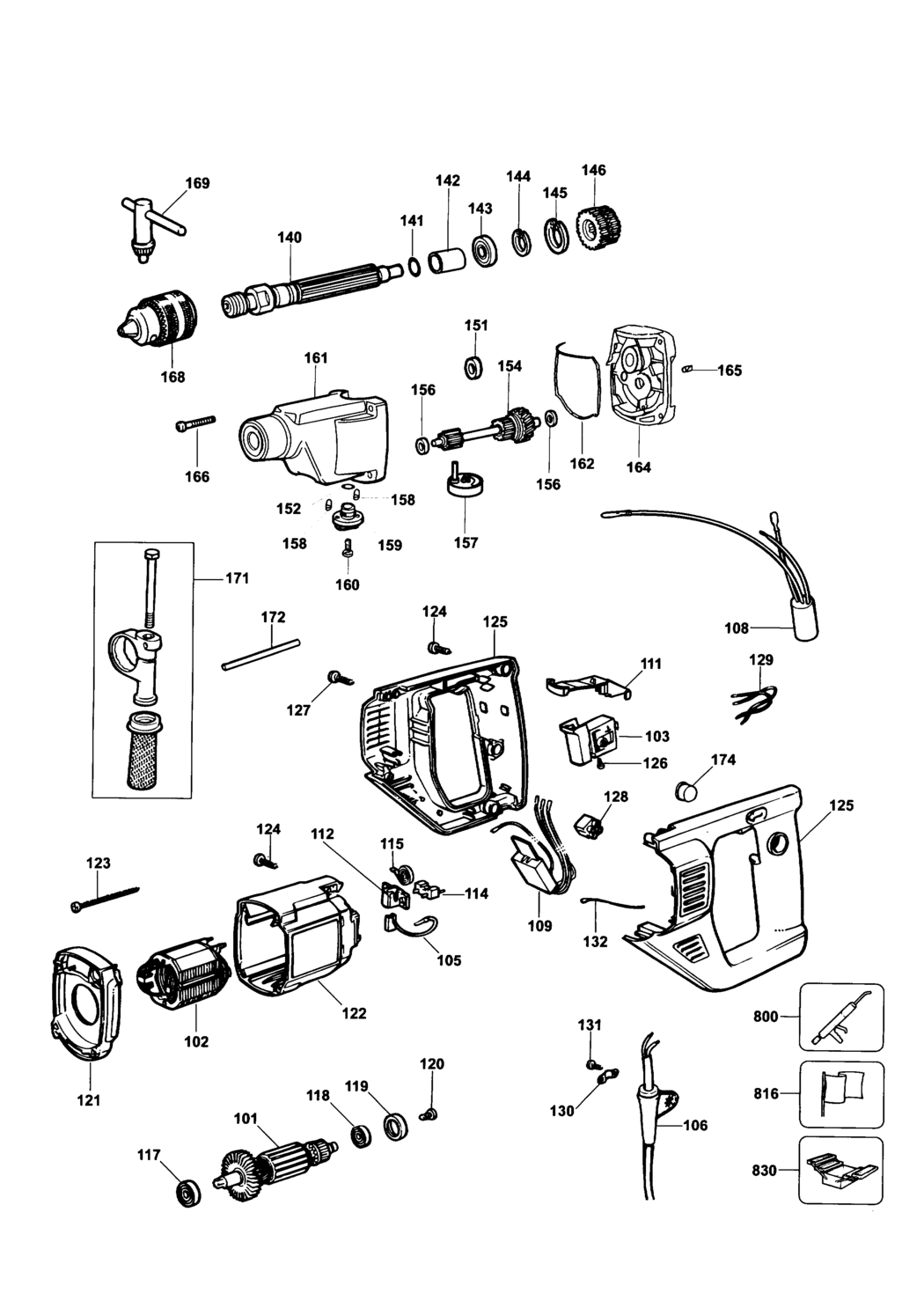 Dewalt DW516 Type 1 Drill Spare Parts