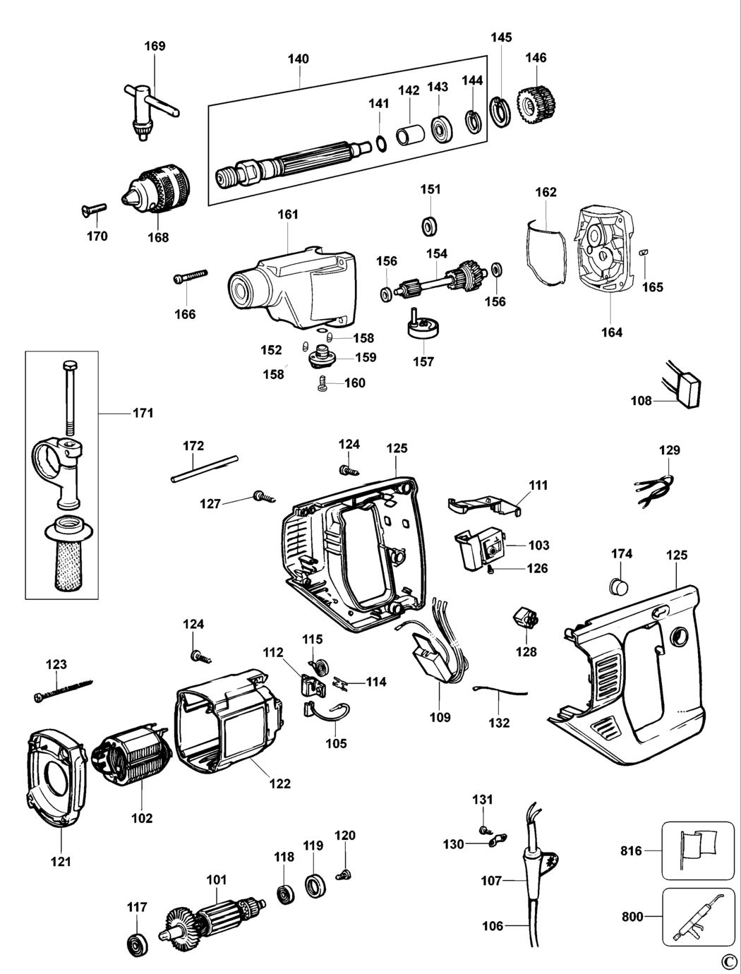 Dewalt DW516 Type 3 Drill Spare Parts