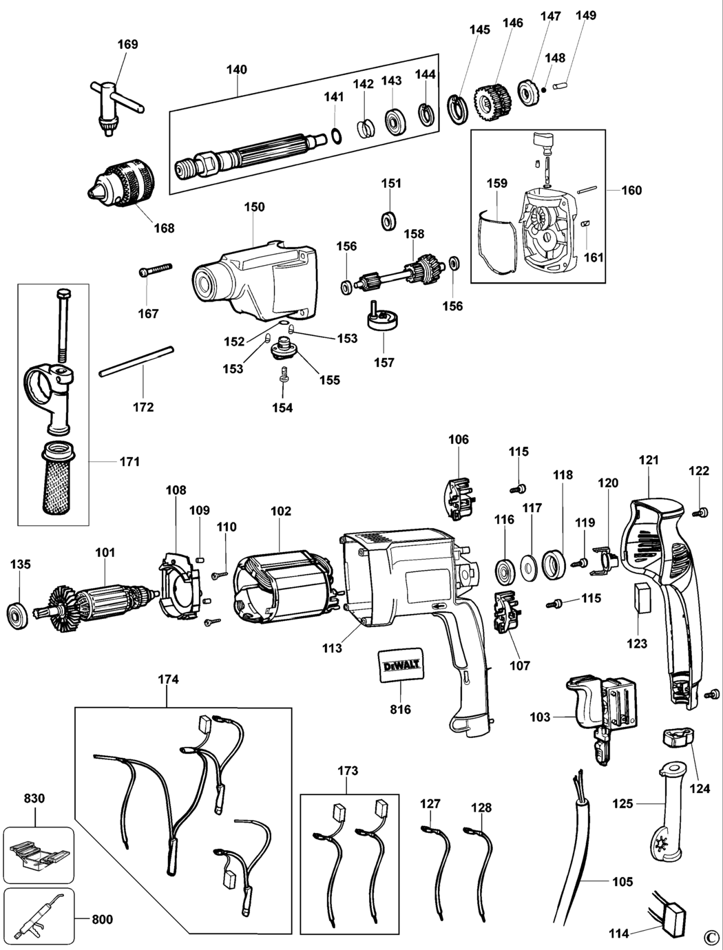Dewalt DW518 Type 1 Drill Spare Parts