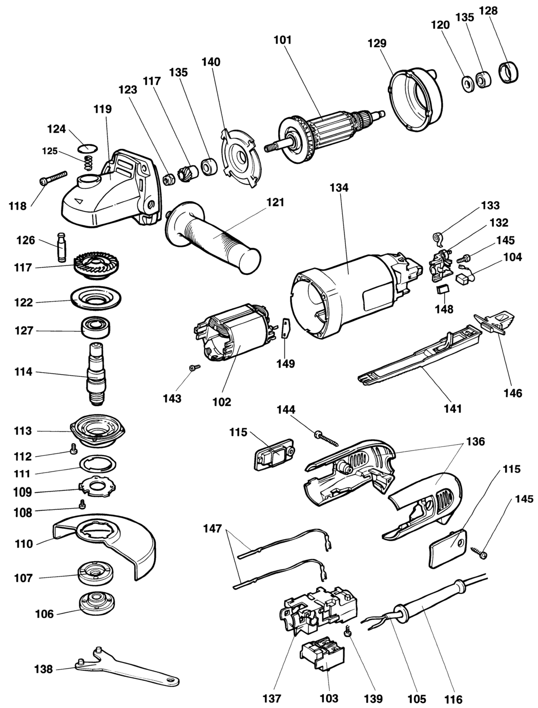 Dewalt DW806 Type 1 Angle Grinder Spare Parts