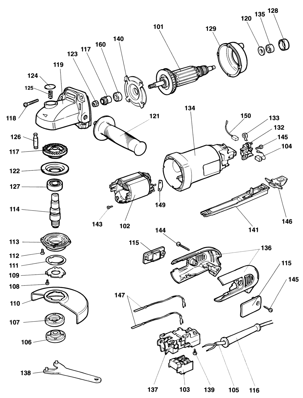 Dewalt DW806 Type 2 - GB Angle Grinder Spare Parts