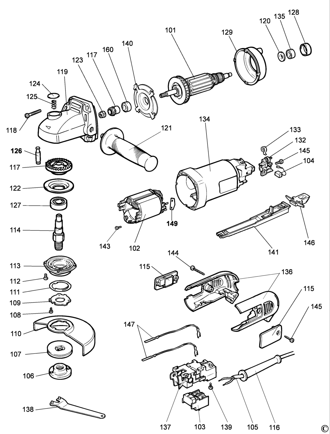 Dewalt DW813 Type 1 Angle Grinder Spare Parts