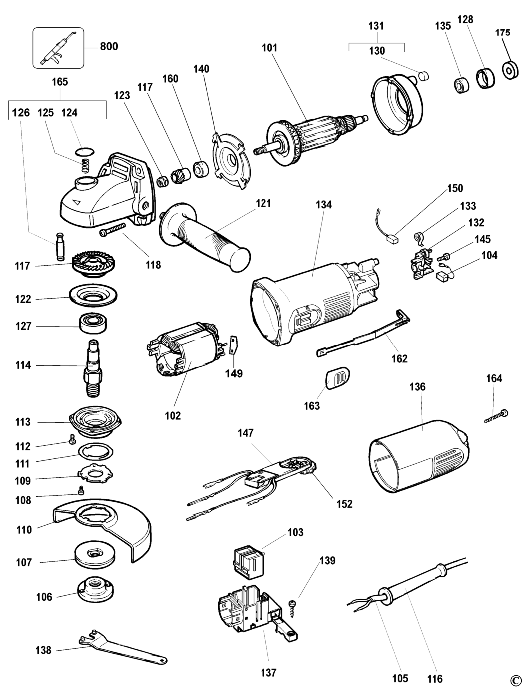 Dewalt DW826 Type 1 Angle Grinder Spare Parts
