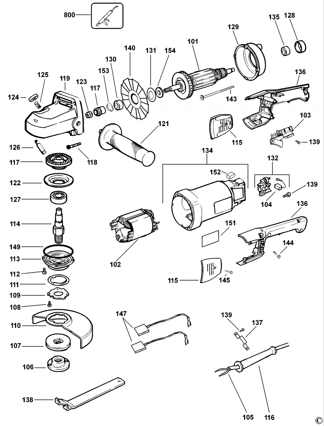 Dewalt DW831 Type 1-2 Angle Grinder Spare Parts