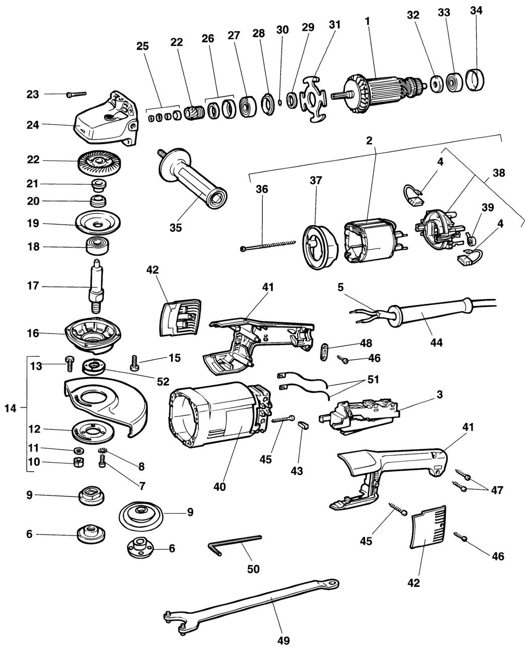 Dewalt DW848 Type 1 Angle Grinder Spare Parts