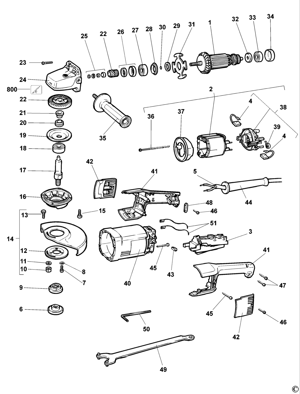 Dewalt DW848 Type 2 - 3 Angle Grinder Spare Parts